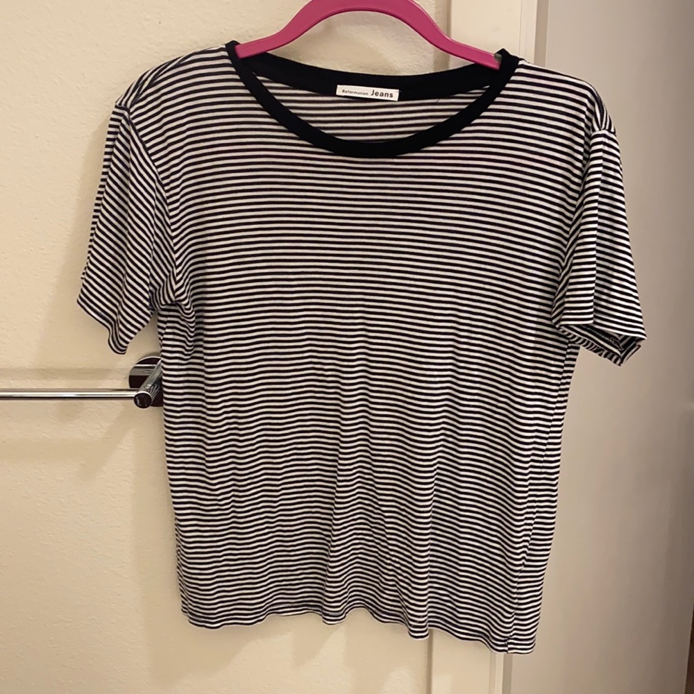 Reformation stripe t shirt size M